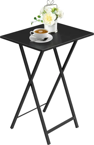 Vista 9 de HOOBRO - Mesa de Bandeja Plegable para TV, Mesa de Aperitivos Estable para Espacio Pequeño, Mesa Lateral de Sofá Portátil, Fácil Montaje