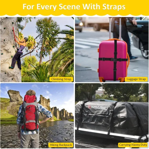 Vista 6 de 6 hebillas de liberación lateral rápida, 12 piezas Tri-Glide Slide, 6 anillos en D de metal, doble ajustable, no requiere costura, adecuado