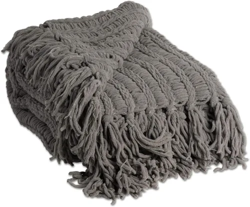 Vista 5 de Manta de felpilla chenille de lujo con borlas, por J & M Home Fashions