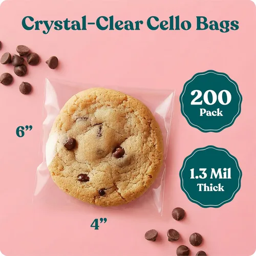 Vista 2 de Bolsas transparentes para galletas 4x6 con sello (paquete de 200) - Bolsas