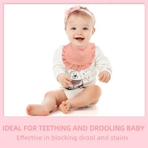 Vista 4 de Baberos de muselina para bebé, baberos tipo bandana para babeo para niñas, baberos de algodón 100% ajustables y suaves para dentición y babeo
