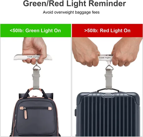 Vista 3 de travel inspira Báscula digital para equipaje, báscula de equipaje, 110 libras 110.2 lbs, batería incluida, Balanza digital para equipaje portátil
