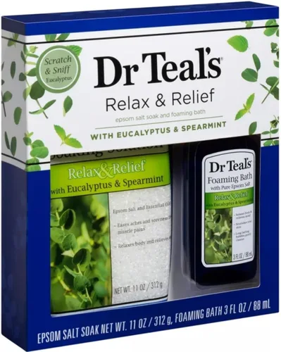 Vista 2 de Dr Teal's Eucalyptus Epsom Salt & Foaming Bath Oil Sampler Gift Set - Give The Gift of Rejuvenation & Self Care! - 14 oz Bag of Eucalyptus Bath