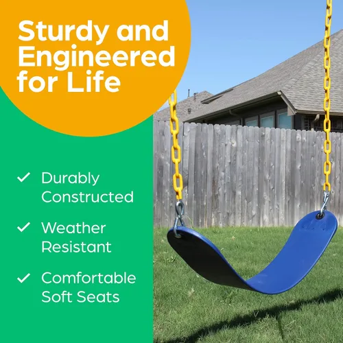 Vista 3 de Jungle Gym Kingdom Columpio para Conjunto de Columpios Exterior – Paquete de 1 Kit de Reemplazo de Asiento de Columpio con Cadenas de Alta