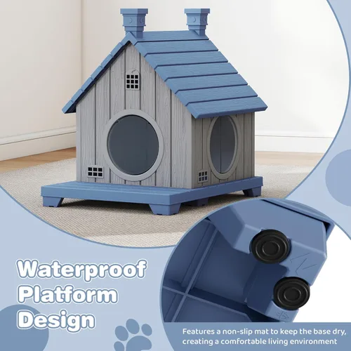 Vista 6 de Casa para gatos al aire libre, resistente a la intemperie, casas de resina duradera para gatos al aire libre e interiores, refugio para gatos al