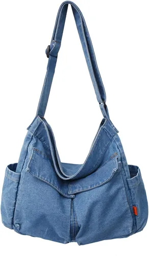 Bolso de hombro de mezclilla de lona para mujeres y hombres, bolso de mano casual, retro, estético, bolso cruzado