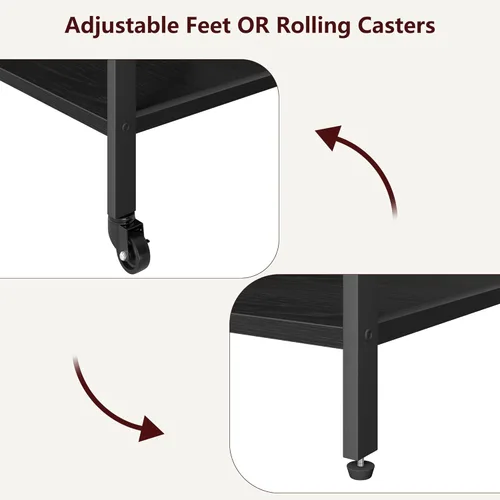 Vista 5 de Amyove Soporte de impresora con tomas de corriente y puertos de carga USB, mesa de impresora grande con almacenamiento, soporte de impresora rodante