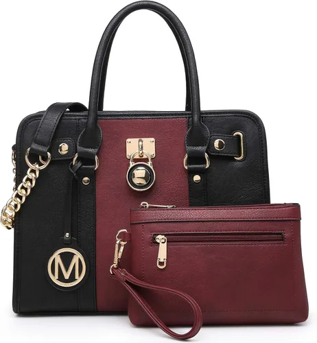 Vista 8 de MKP - Bolso de mano para mujer, dos tonos, con asa superior, juego de 2 unidades, con cartera de muñeca a juego Two tone, Top Handle, Set 2pcs