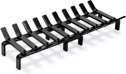 Vista 14 de WILLOW WEAVE Rejilla de chimenea de 17 pulgadas con retenedor de brasa, rejilla de estufa de leña, soporte de 6 barras de acero sólido resistente