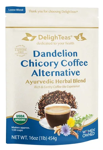 Vista 12 de DelighTeas Alternativa de Café Orgánico Café Herbal Ayurvédico de Achicoria y Diente de León Sustituto de Café USDA Orgánico, Sin Cafeína, Sin
