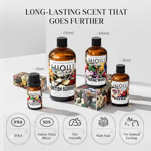Vista 7 de HIQILI Discovery - Juego de aceites aromáticos - 32 aromas prémium para difusores de aceites esenciales, fabricación de velas y jabón, perfume
