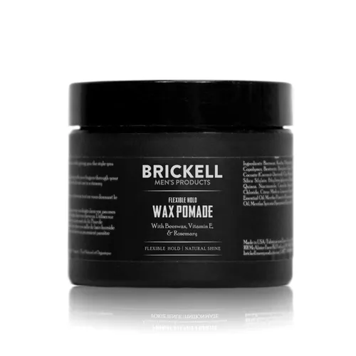 Brickell Men's Products Pomada de cera de sujeción flexible para hombres, producto de peinado natural y orgánico sin irritación, brillo natural, 2
