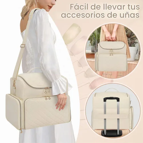 Vista 7 de CUBETASTIC Estuche organizador de esmalte de uñas extra grande con capacidad para 86 a 100+ botellas de esmalte de uñas y lámpara de uñas, bolsa