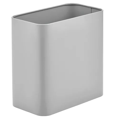 Vista 8 de mDesign Cubo de basura pequeño de metal de 2.4 galones/9 litros, cesto de basura contenedor para baño, contenedor delgado de desperdicios cubos