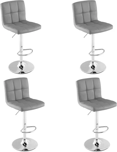 Vista 14 de Giantex Juego de 1 taburetes de bar, modernos taburetes de bar de piel sintética con respaldo, reposapiés, base de metal, taburetes giratorios