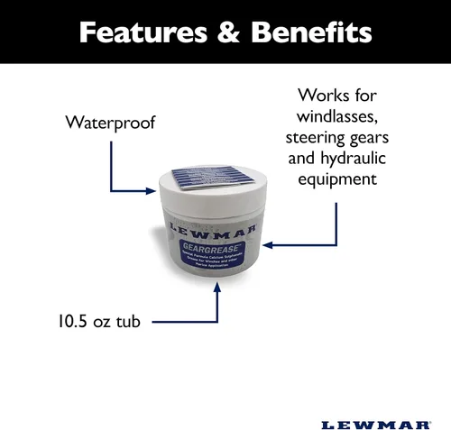 Vista 2 de Lewmar Grasa de cabrestante, tubo de 10.5 onzas – Grasa de mantenimiento de cabrestante con activación sólida y funciones de transporte de carga