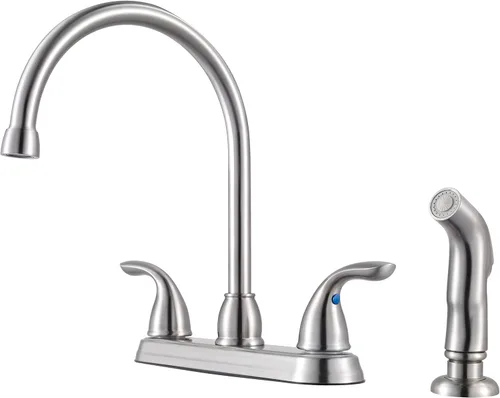 Vista 5 de Pfister G1365000 Serie Pfirst Grifo de cocina de 2 manijas con rociador lateral en cromo pulido, 1.8 GPM