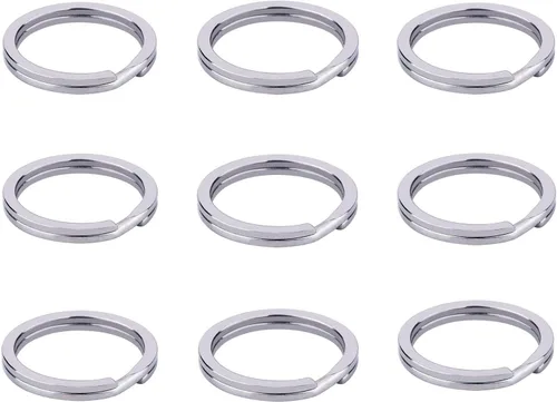 Llaveros, anillo de acero inoxidable 304 de 1.0 in, anillo plano dividido para manualidades, llavero de coche para mujeres y hombres, paquete de 20