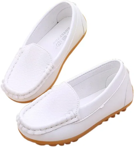 Vista 4 de Lonsoen - Mocasines de meter para niños y niñas, suaves y de vestir