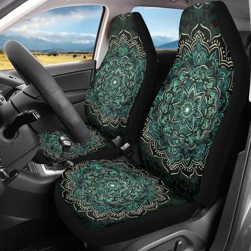 Vista 30 de Bulopur - Fundas abstractas de estilo bohemio con mandala para asientos de automóvil, juego de 2, fundas universales delgadas para asientos