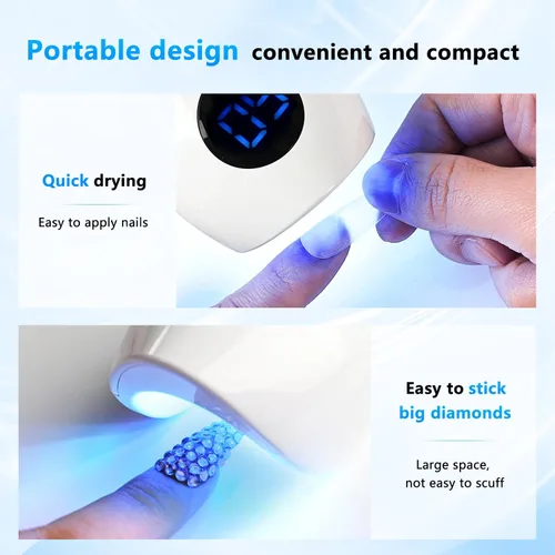 Vista 7 de JODSONE Mini lámpara de uñas portátil U V inalámbrico modelo recargable con pantalla LED de secado rápido para viajes en casa