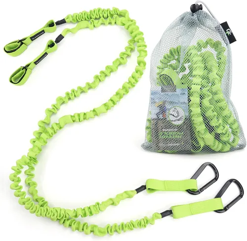 Vista 12 de Gradient Fitness 2 Pack Kayak Paddle Leash, 5-8 Feet Stretchable Paddle Strap with Carabiner Secure Leash Lanyard Rope for SUP Kayak Canoe Paddle