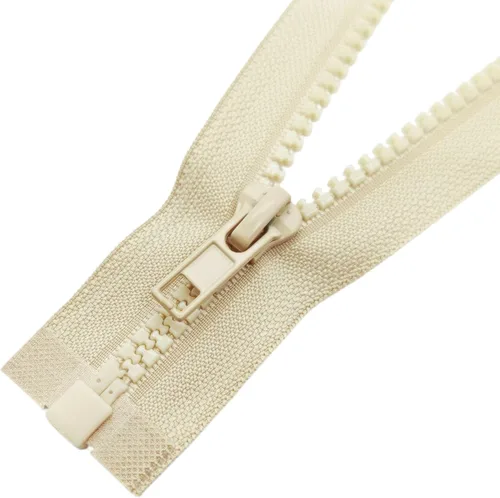Vista 4 de MebuZip 2 cremalleras separadoras #5 de 5 pulgadas, cremalleras de plástico moldeadas con cremallera de resina, a granel para coser, abrigos, Beige