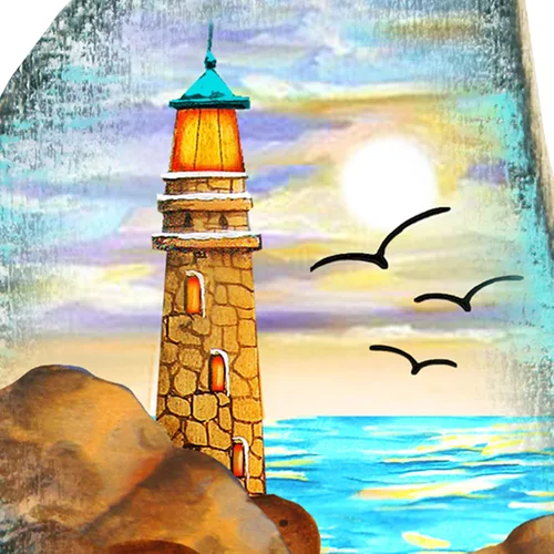 Vista 7 de Lighthouse Scenic Boat Scenic Wooden Decorative Door Hanger, Wall Decor Coastal art by G.DeBrekht 8198524H - Designocracy