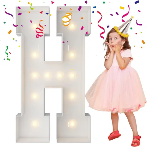 Vista 73 de 4 pies de alto, letras iluminadas con marco, letras enormes con marco, marco de globos en mosaico, letra grande para decoraciones de compromiso