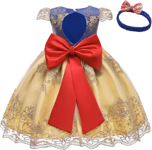 HOIZOSG Vestido de bautizo para niñas, cumpleaños, boda, fiesta, graduación, bordado, encaje, bautismo, lazo, tutú con diadema