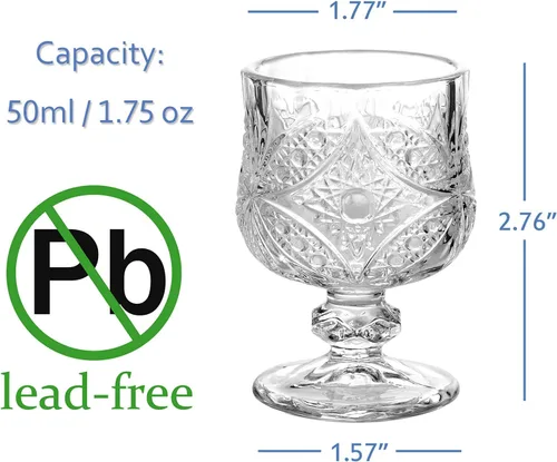 Vista 7 de Juego de 6 vasos de chupito de 1.75 onzas/vasos de chupito súper lindos/vasos cordiales/vasos de jerez/estilo clásico/sin plomo