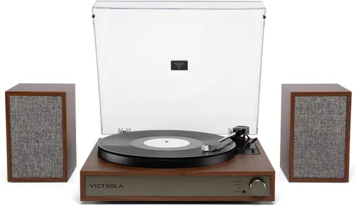 Vista 10 de Victrola Harmony – Sistema de giradiscos Bluetooth – Reproductor de discos de vinilo de 3 velocidades, altavoces estéreo para estantería, diseño