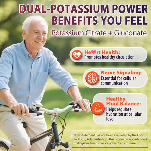 Vista 4 de Suplemento de citrato de potasio y gluconato de potasio, 1200 mg de dos formas de gomitas de potasio, con magnesio, omega-3, calcio, vitamina D3 K2