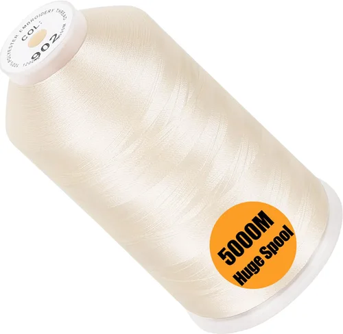 Vista 7 de New Brothread - Bobina única de 5000 m de hilo de poliéster para máquina de bordar 40WT para máquinas comerciales y domésticas - Rojo ámbar