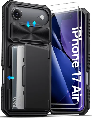 Vista 78 de ATATOO Funda tipo cartera para iPhone 16e, tarjetero integrado (3-5 tarjetas) y funda de cámara deslizante y bloqueo RFID, protección de grado Azul