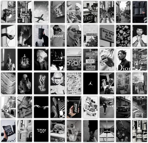 CodersParadise Kit de collage estético de pared blanco y negro de 54 piezas, 4 x 6 pulgadas, impresiones artísticas vintage elegantes para