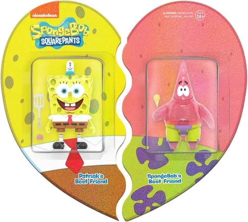 Super7 Bob Esponja Bob Esponja y Patrick BFF - (2 unidades) Figuras de acción de Bob Esponja de 3.75 pulgadas con accesorios, coleccionables