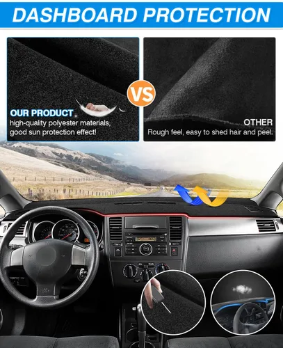 Vista 5 de Cartist Ajuste personalizado para C11 2007 2008 2009 2010 2011 Funda para salpicadero de Nissan Versa Tiida, alfombrilla antideslizante, protector