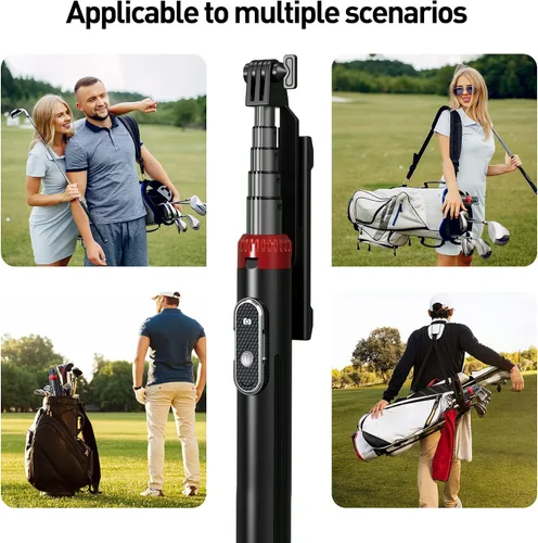 Vista 5 de Trípode de teléfono de 62 pulgadas y palo para selfie para entrenamiento de golf, soporte de trípode extensible para teléfono celular con control