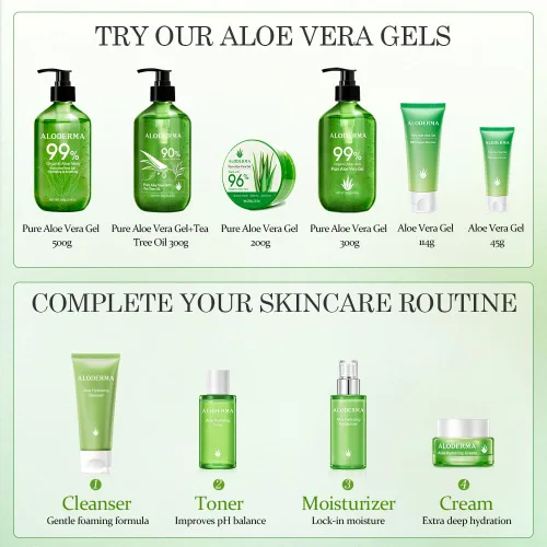 Vista 8 de Aloderma Gel de aloe vera 99 % orgánico para la cara, hecho dentro de las 12 horas de cosecha – Gel de aloe vera puro hidratante natural