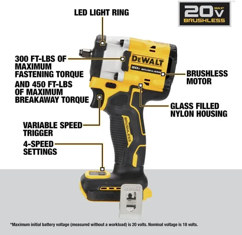 Vista 6 de DEWALT ATOMIC 20V MAX* 3/8 pulgadas Llave de impacto inalámbrica con yunque