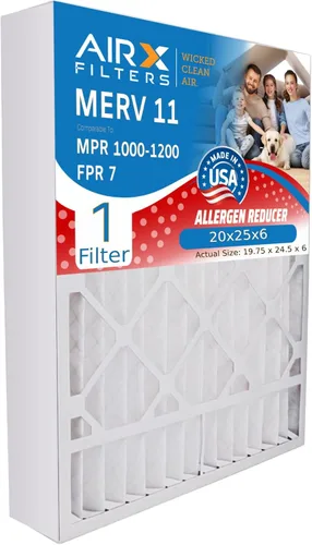 AIRX FILTERS WICKED CLEAN AIR. Filtro de aire 20x25x6 MERV 11 Compatible con filtro de horno Aprilaire 201 1 Single Filter