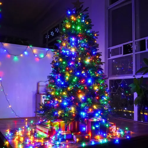 Vista 8 de LYHOPE Luces de Navidad, 98.4 pies, 300 luces LED de hadas de Navidad, luces blancas transparentes y multicolor, con control remoto, 11 modos, luces