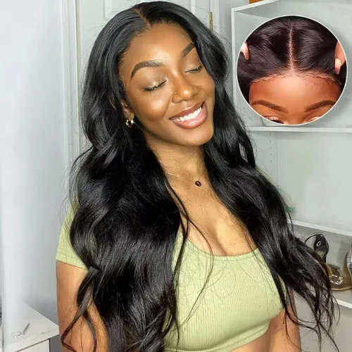 Vista 21 de Aaliweya Peluca de encaje frontal 360 HD con encaje frontal 360, peluca de cabello humano para mujer, densidad 180, prearrancada, sin pegamento, 1B