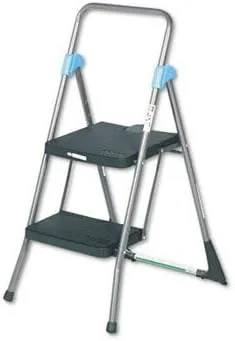 Taburete plegable comercial de 2 escalones, 22-1/2 pulgadas de ancho x 24-3/4 pulgadas de ancho x 39-1/2 de alto, gris (caja de 2)