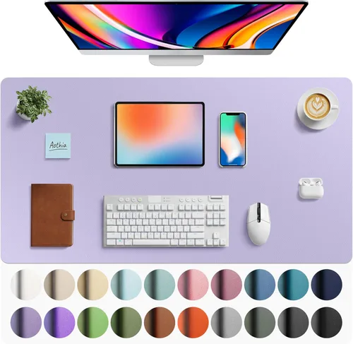 Vista 58 de Aothia - Protector de escritorio de cuero sintético impermeable y antideslizante para laptop, escritura y mouse, para oficina y hogar, 23.6 x 13.7