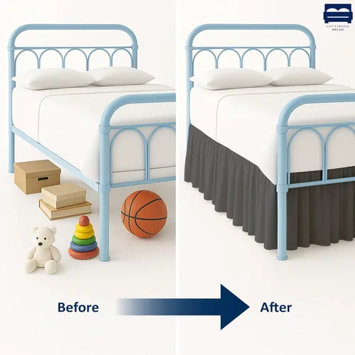 Vista 6 de Falda de cama Cottingon Twin de 12 pulgadas de caída con esquinas divididas, 100% microfibra suave y elegante, volante antipolvo con plataforma