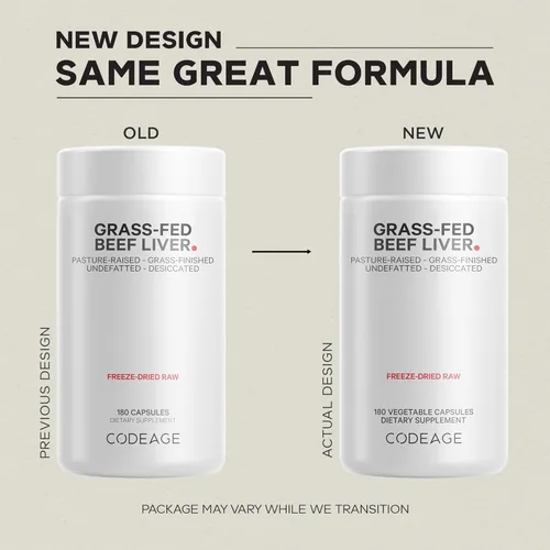 Vista 3 de Codeage Suplemento de hígado de carne alimentada con pasto, superalimento, liofilizado, sin desgrasar, desecado, glandulares de hígado de res