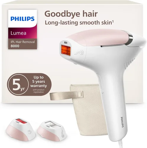 Philips Lumea 8000 Series Dispositivo de depilación IPL - Reducción láser permanente del vello para mujeres y hombres, fácil y cómodo de usar en