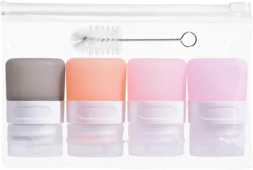 Vista 22 de MICEBAY Botellas exprimibles de condimentos para salsas, mini recipiente de silicona para aderezo de ensalada de 1 onza para llevar con bolsa